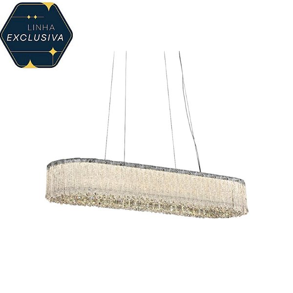 Pendente Cristal HPD4326 Cromado 100cm com Led Integrada 215w