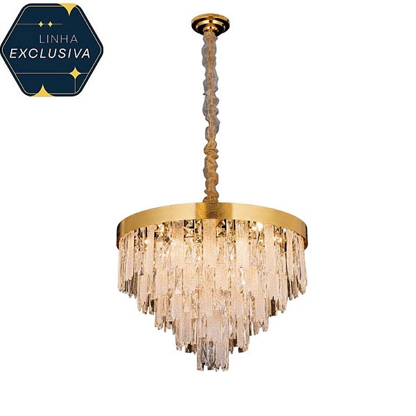 Lustre Redondo HPD8412 Dourado 60cm para 16 lâmpadas E14