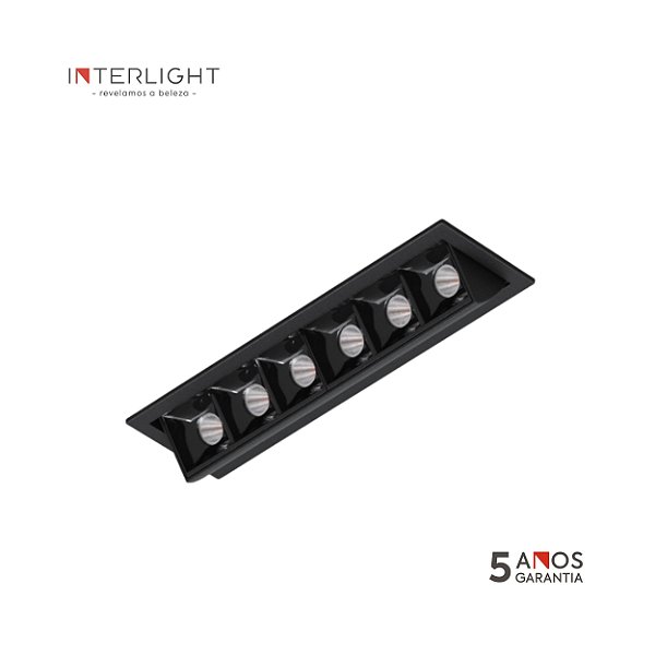 Embutido Orientável 4583 Picco Home Preto 4,7x17,9x5,3cm com Led Integrada 14w 2700k Bivolt