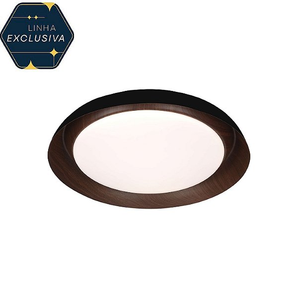 Plafon HPF5409 Marrom 50cm com Led 48w Dimerizável com Controle Remoto Bivolt