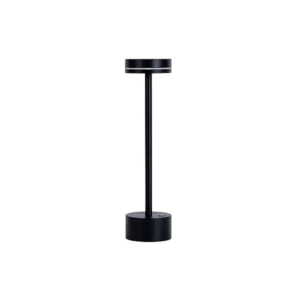 Abajur Recarregável DCT02961 Preto 8x31 cm com LED 2W Dimerizável Bivolt