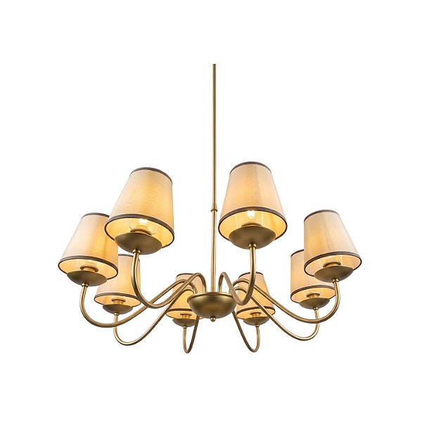 Lustre Candelabro 850D Dourado com 8 Cúpulas para 8 Lâmpadas E14