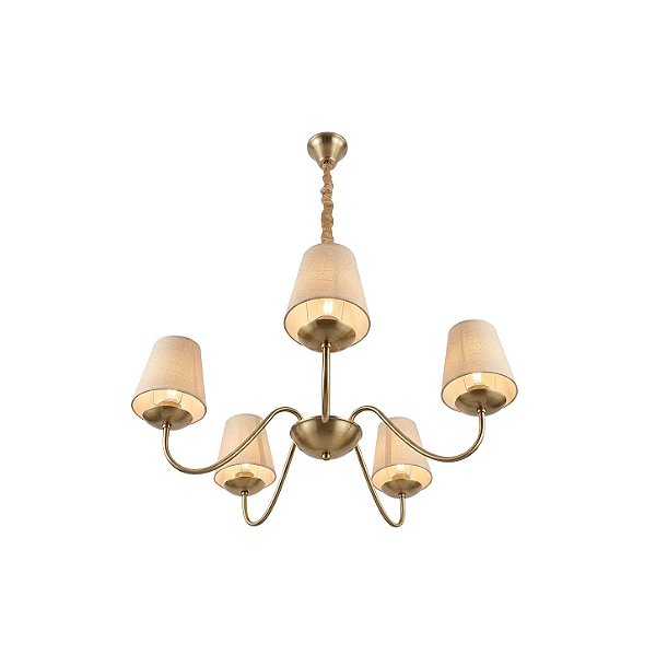 Lustre Candelabro 800D Dourado com 5 Cúpulas para 5 Lâmpadas  E14