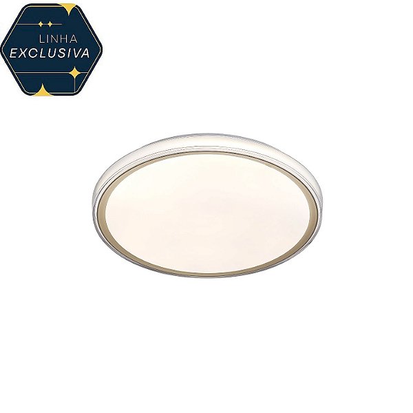 Plafon Texturizado HPF6239 Dourado 40cm com Led Integrada 48w 3000k ao 6500k