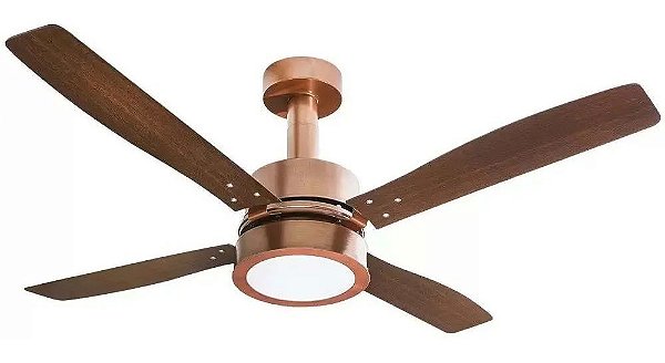 Ventilador Cobre Tabaco 4 pas com Led Integrado 18w 3000k 127v