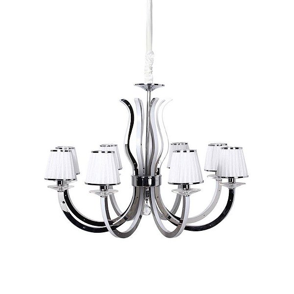 Lustre Cromado 9560-8 HSR 55x80cm para 8 Lampadas E14 e Led Integrado