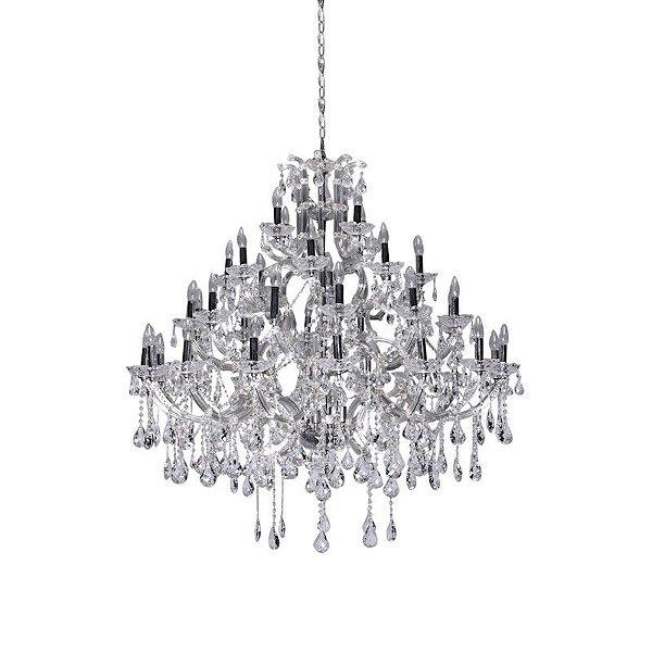 Lustre Cristal Classico Vela 130x140cm Transparente para 40 Lampadas E14