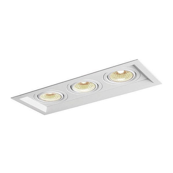 Embutido Triplo 50323 Recuado Branco 11,7x28,3x7,5cm para 3 Lampadas GU10