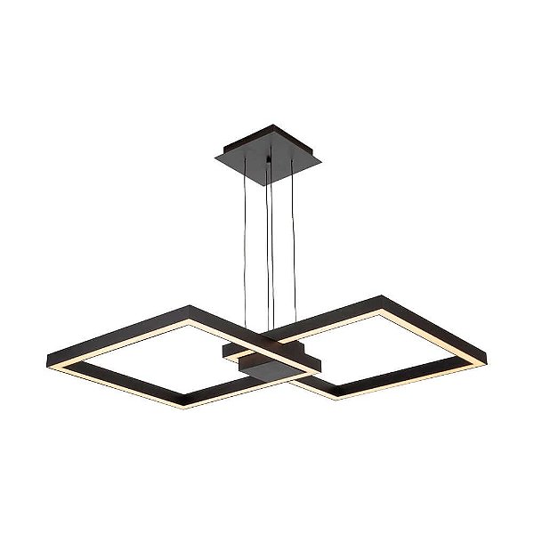 Pendente Fit 706 66,5x66,5x6,5cm Preto com Led Integrado 67,2w 3000k Bivolt