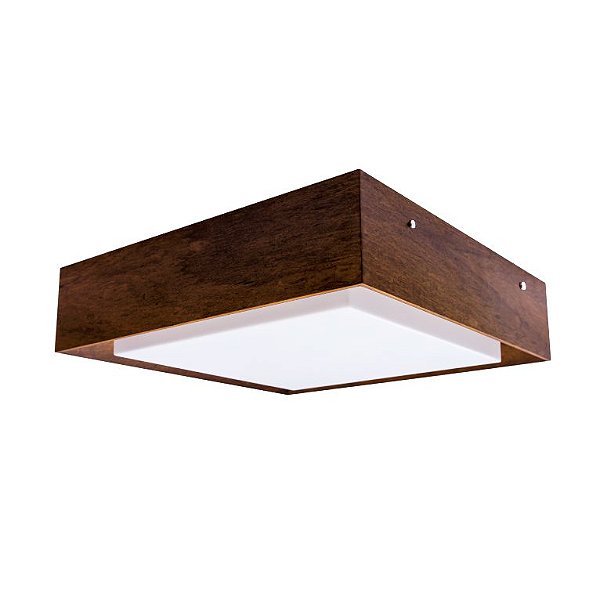 Plafon Imbuia Meio Squadro 40x12x40cm para 3 Lampadas E27 Bivolt