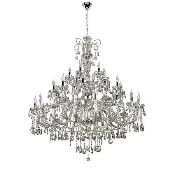 Lustre Cristal Classico Vela 140x160cm Champanhe Cristal para 36 Lampadas E14