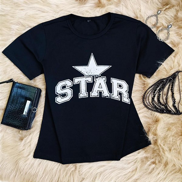 CAMISETA STAR - FEMININA - MATERIAL 100% ALGODÃO