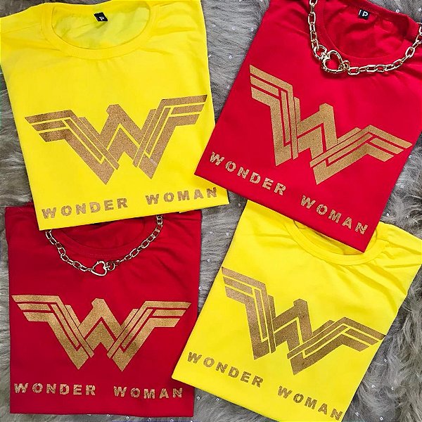 CAMISETA MULHER MARAVILHA DOURADO - INFANTIL - MATERIAL 100% ALGODÃO