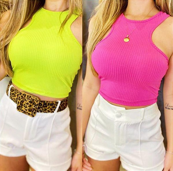 CROPPED NADADOR - TAM. ÚNICO - MALHA CANELADA