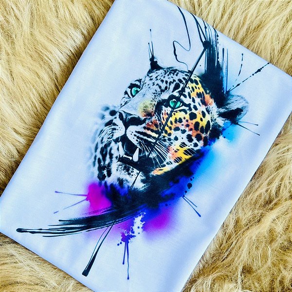 CAMISETA ONÇA PINTADA - FEMININA - MATERIAL POLIESTER