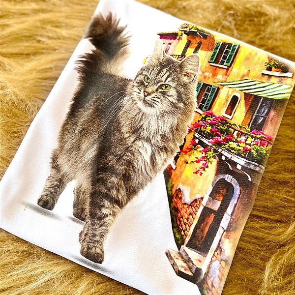 CAMISETA GATO 1 - FEMININA - MATERIAL POLIESTER