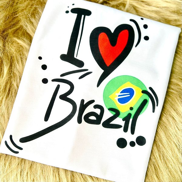 CAMISETA EU AMO O BRASIL - FEMININA - MATERIAL POLIESTER