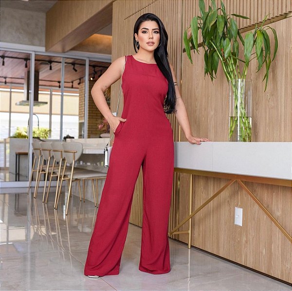 MACACÃO NANA - MATERIAL VISCOLINHO - BOLSO INTERNO NAS LATERAIS - ZIPER NAS COSTAS