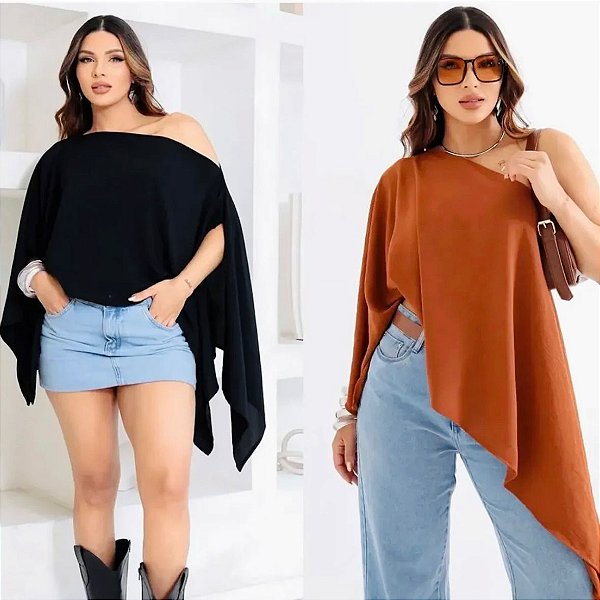 BLUSA CAPA + CROPPED TOP - TAMANHO ÚNICO