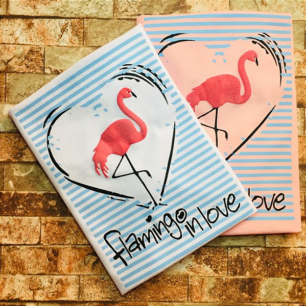 CAMISETA FLAMINGO - FEMININA - MATERIAL 100% ALGODÃO