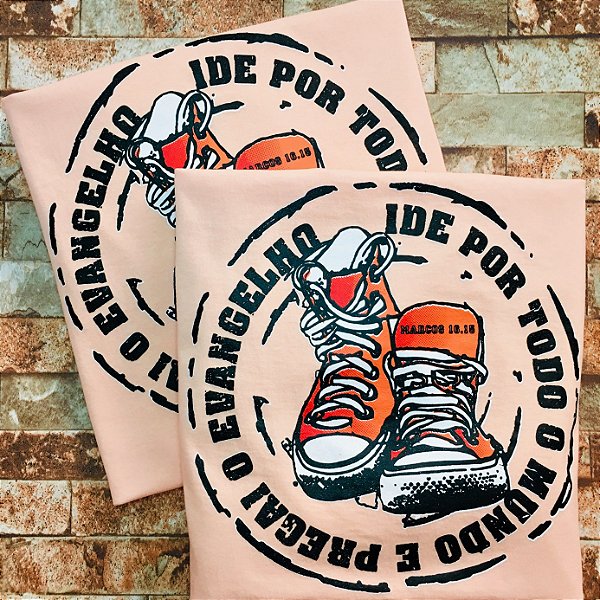 CAMISETA IDE POR TODO MUNDO E PREGAI O EVANGELHO - FEMININA - MATERIAL 100% ALGODÃO