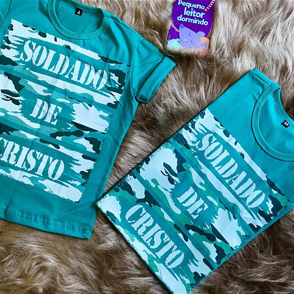 CAMISETA SOLDADO DE CRISTO - INFANTIL - MATERIAL 100% ALGODÃO