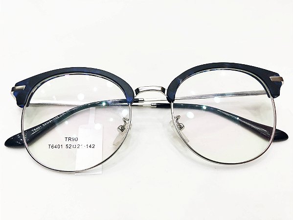 Armação Redonda Metal Com Azul 130 ótica Java