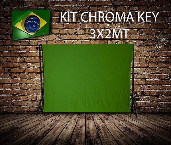 Kit Tela Chroma Key 3X2m Verde Com Suporte Desmontável