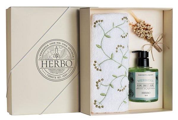 Kit 2 - sabonete liquido + toalha bordada -Verbena - Home Sweet Home