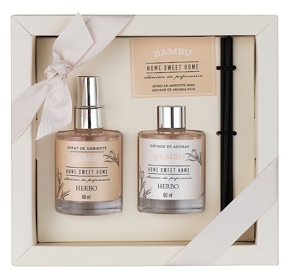 Kit 12 - Mini Difusor + Mini Spray - Bamboo - Linha Home Sweet Home