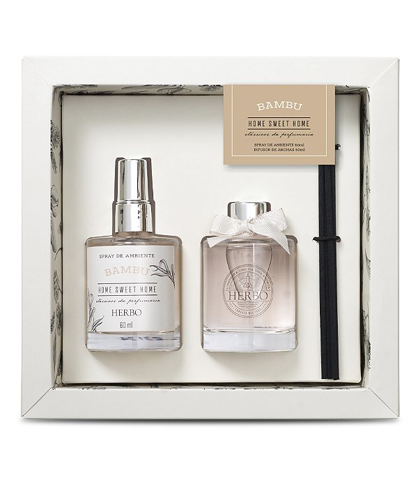 Kit 12 - Mini Difusor + Mini Spray - Bamboo - Linha Home Sweet Home