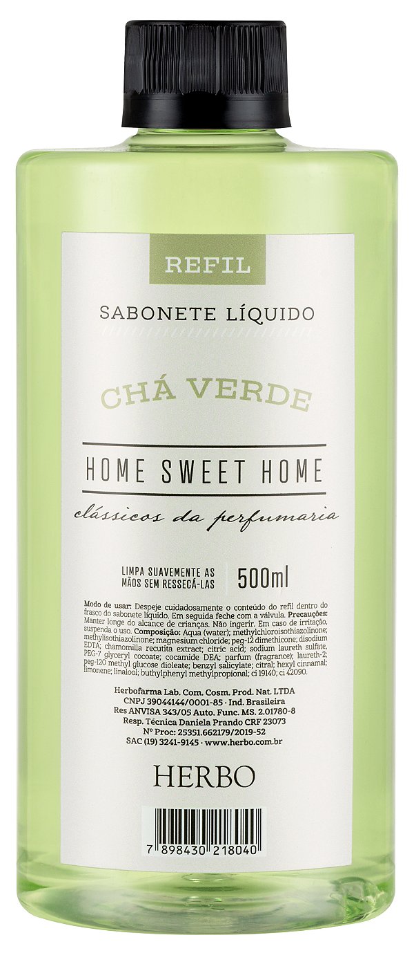 Sabonete Líquido Refil - Fragrância Chá Verde - Home Sweet Home