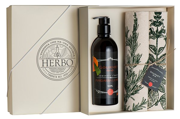 Kit 8 - Sabonete Líquido + Toalha - Mandarina e Canela - Linha Gourmet