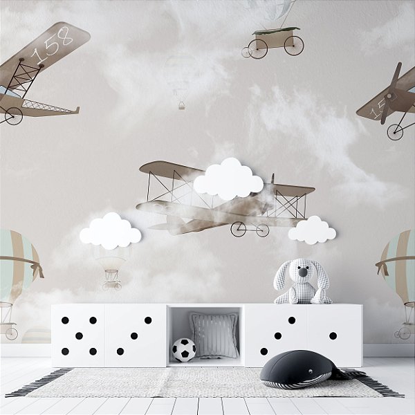 Papel de Parede Infantil de Diversos Aviões