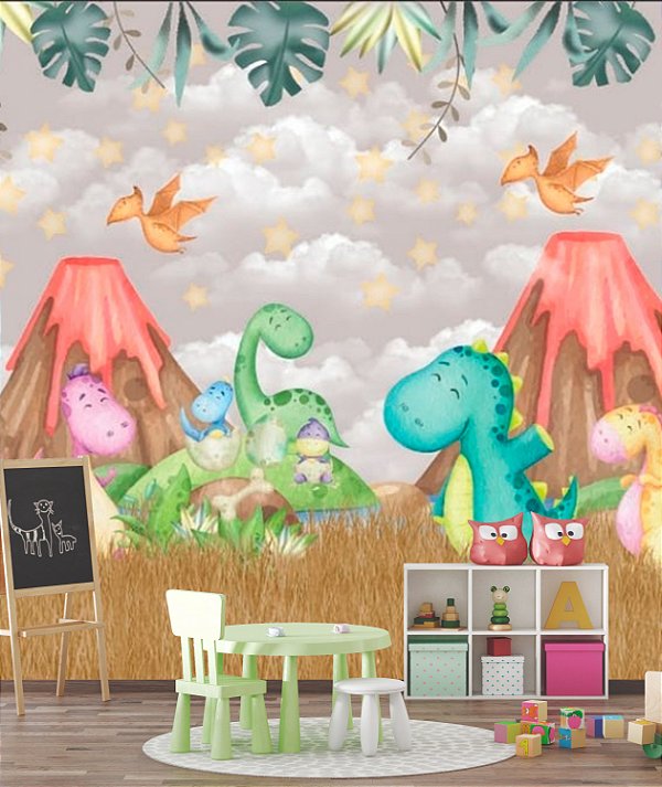 Papel de Parede Infantil Dinossauros, Papel Adesivo