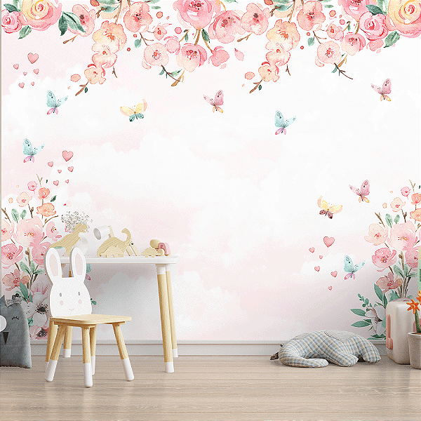 Papel de Parede Infantil Flores Coloridas