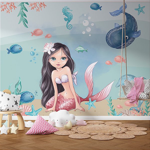 Papel de Parede Infantil Sereia
