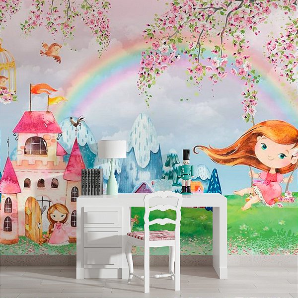 Papel de Parede Menina e Castelo