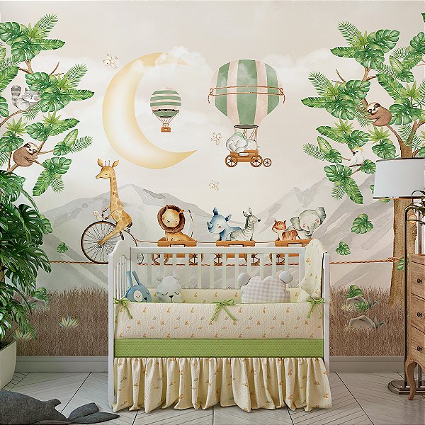 Papel de Parede Infantil Animais e Bicicletas AL 20