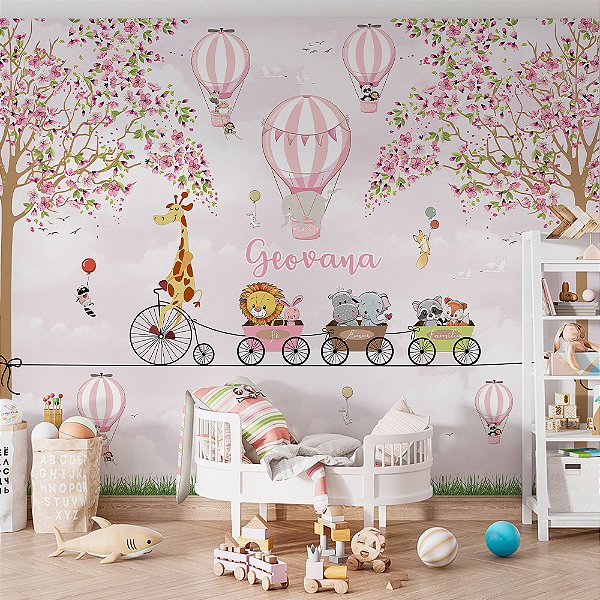 Papel de Parede Infantil Animais e Bicicletas AL 21