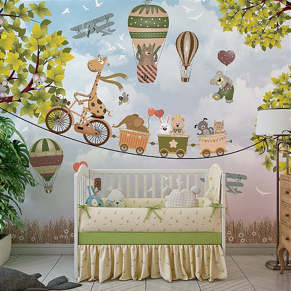 Papel de Parede Infantil Animais e Bicicletas AL 24