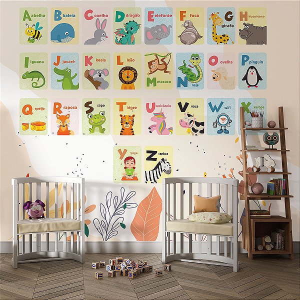 Papel de Parede Infantil ABC de Animais