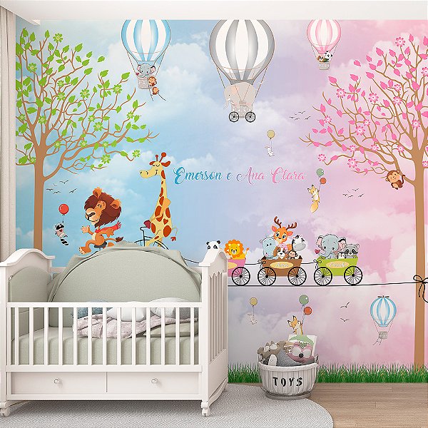 Papel de Parede Infantil Animais e Bicicletas AL 30