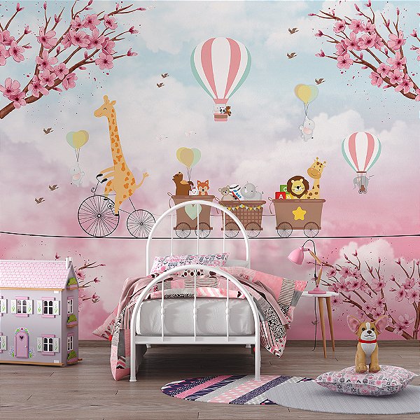 Papel de Parede Infantil Animais e Bicicletas AL 33