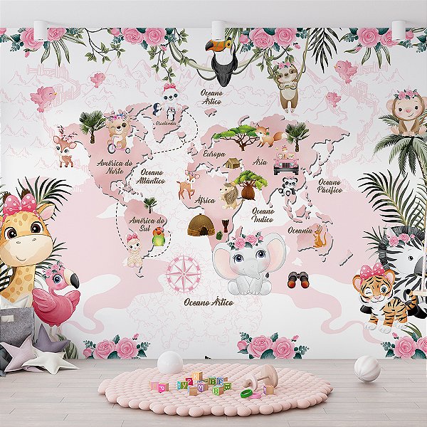 Papel de Parede Infantil Mapa-mundi AL 03