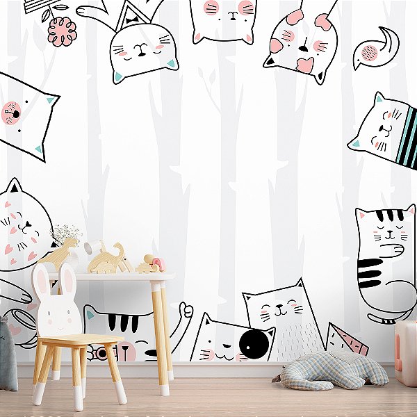 Papel de Parede Infantil Gatos AL 01