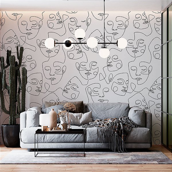 Papel de Parede Faces One Line