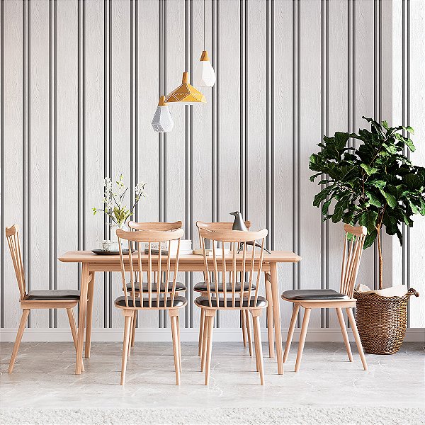 Papel de parede ripado madeira branca AL3
