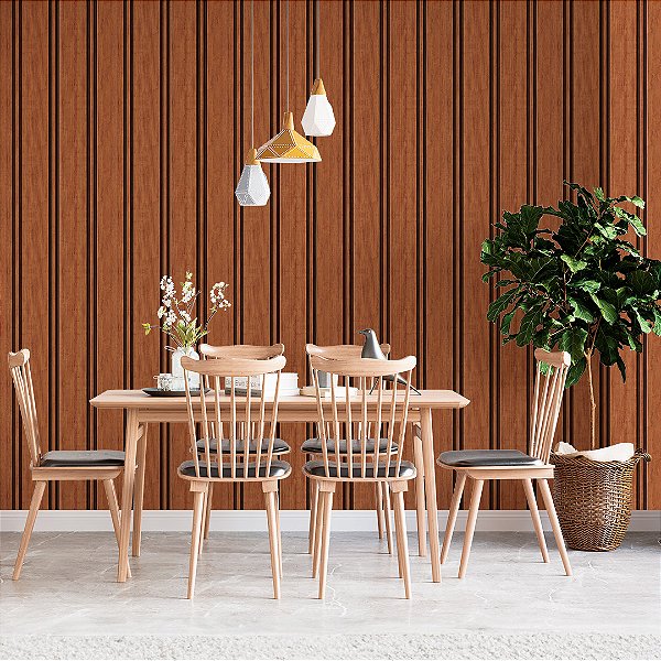 Papel de parede ripado madeira terracota AL3