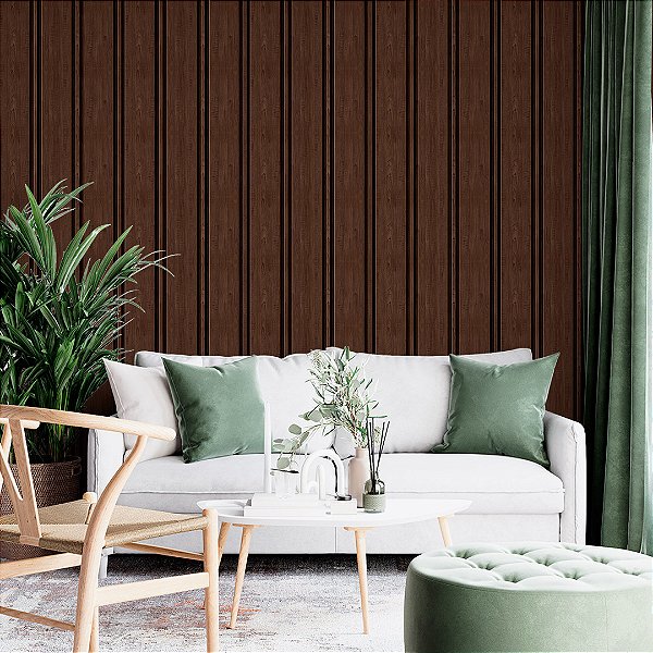 Papel de parede ripado madeira escura AL12